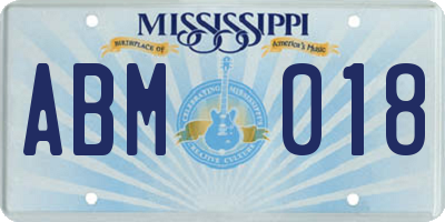 MS license plate ABM018
