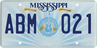 MS license plate ABM021