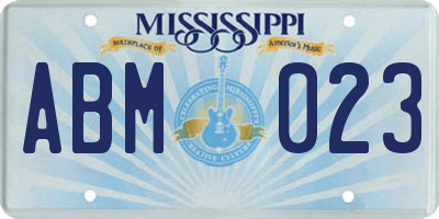 MS license plate ABM023