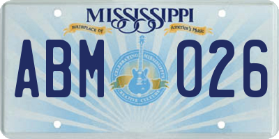 MS license plate ABM026