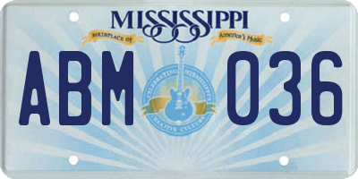 MS license plate ABM036