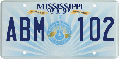 MS license plate ABM102