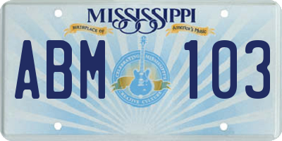 MS license plate ABM103