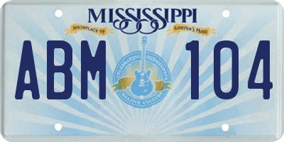 MS license plate ABM104