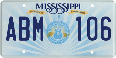 MS license plate ABM106