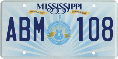 MS license plate ABM108