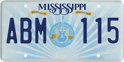 MS license plate ABM115