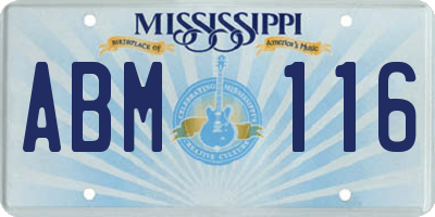 MS license plate ABM116