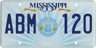 MS license plate ABM120