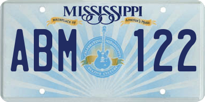 MS license plate ABM122