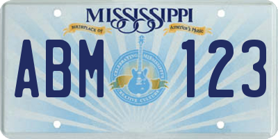 MS license plate ABM123