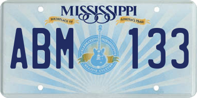 MS license plate ABM133