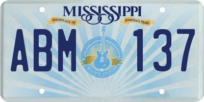 MS license plate ABM137