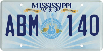 MS license plate ABM140