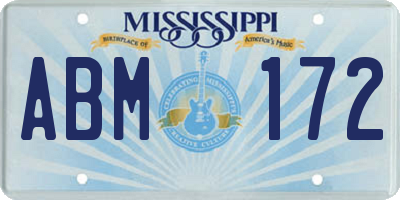 MS license plate ABM172