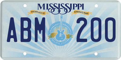 MS license plate ABM200