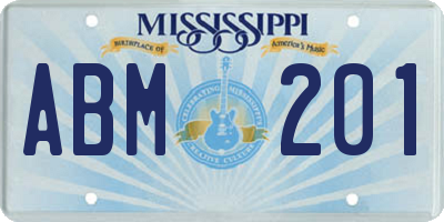 MS license plate ABM201