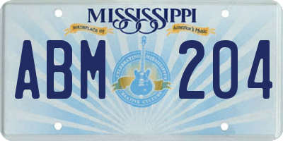 MS license plate ABM204