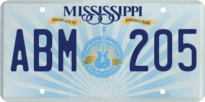 MS license plate ABM205