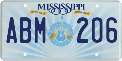 MS license plate ABM206