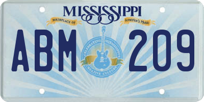 MS license plate ABM209