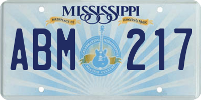 MS license plate ABM217