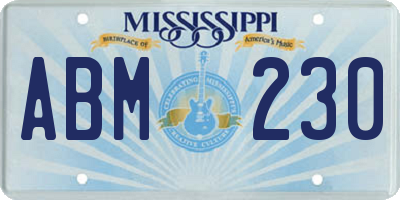 MS license plate ABM230