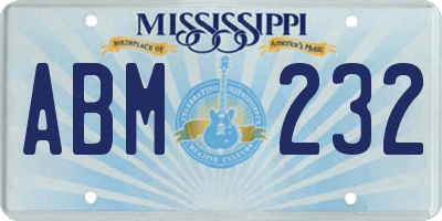 MS license plate ABM232