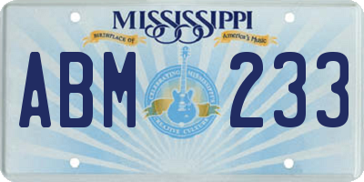 MS license plate ABM233