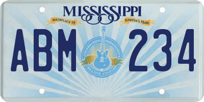 MS license plate ABM234