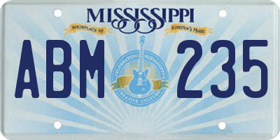 MS license plate ABM235