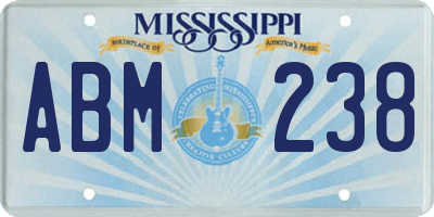 MS license plate ABM238