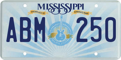 MS license plate ABM250