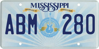 MS license plate ABM280