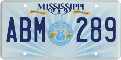 MS license plate ABM289