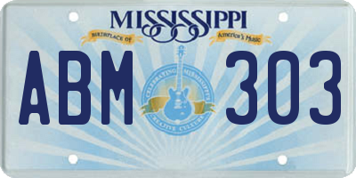 MS license plate ABM303