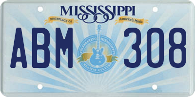 MS license plate ABM308