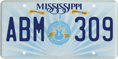 MS license plate ABM309