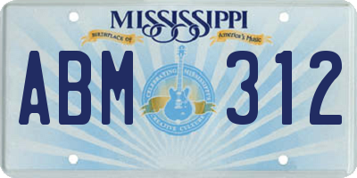 MS license plate ABM312