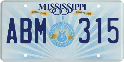 MS license plate ABM315