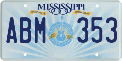 MS license plate ABM353