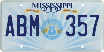 MS license plate ABM357