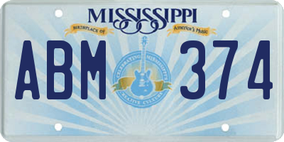 MS license plate ABM374