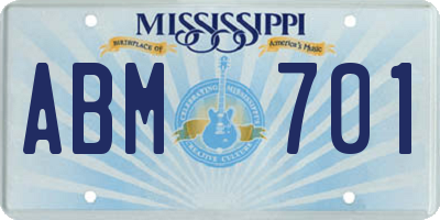 MS license plate ABM701