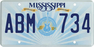 MS license plate ABM734