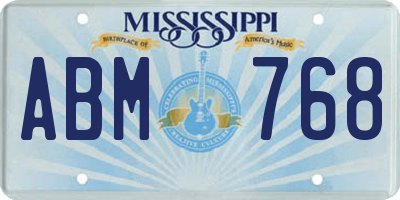 MS license plate ABM768