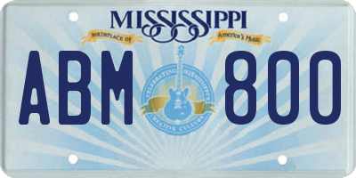 MS license plate ABM800