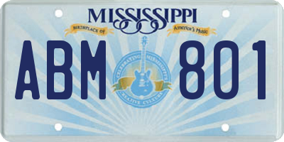 MS license plate ABM801