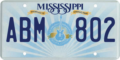 MS license plate ABM802