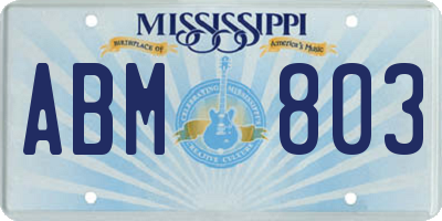 MS license plate ABM803